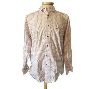 Wrangler Medium White Plaid Western Shirt Button Front